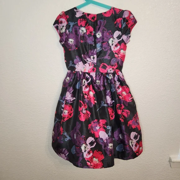Gymboree Dressed Up Girl’s Black Pink Purple Florals Dress Size 8 sundress - Picture 11 of 15